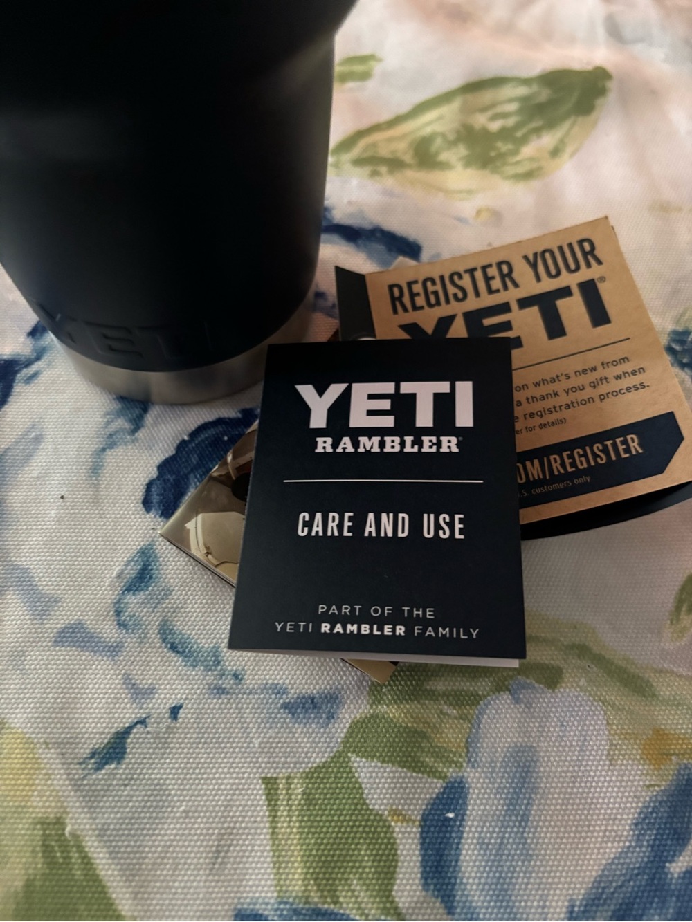 Yeti Rambler Tumbler in Blue with Stainless Accent - Picture 3 of 4